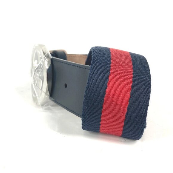 GUCCI GG interlocking G Belt Accessories belt Leather/Canvas Navy/Red - Picture 3 of 12